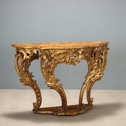 Eclectic Console in Carved and Gilded Fir Wood For Sale - Image 10 of 10