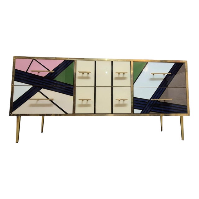Italian Murano Glass and Brass Chest of Drawers from Justfurnituress For Sale