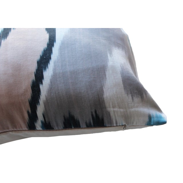 Contemporary Decorative Handmade Throw Silk Ikat Pillow For Sale - Image 4 of 10