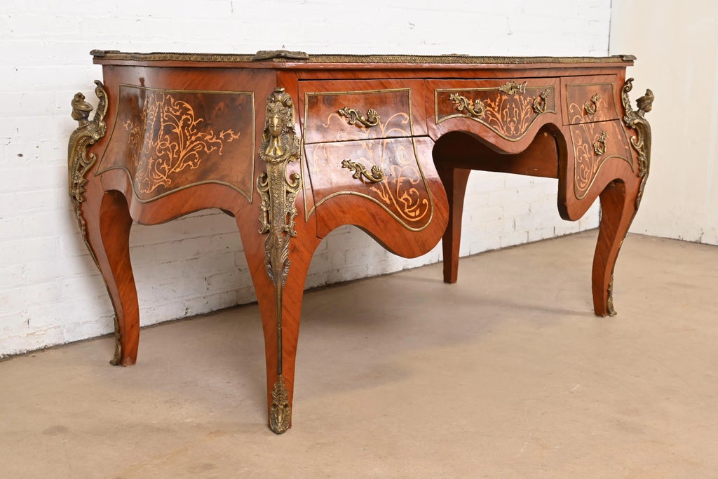 Paul Sormani Style Antique French Louis XV Kingwood and Burl Wood