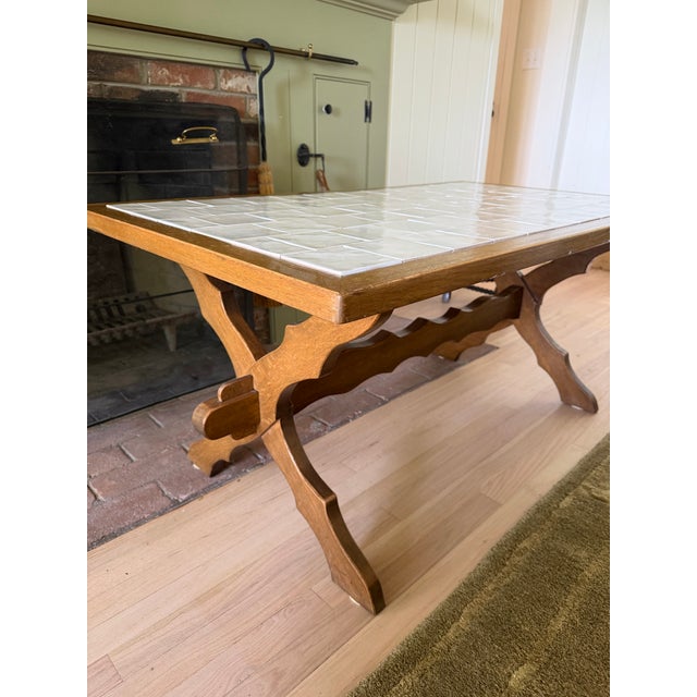 FOR SALE 1960s Moreux-style French oak coffee table, sourced from France. Beautiful patina with minor scuffs and wear...