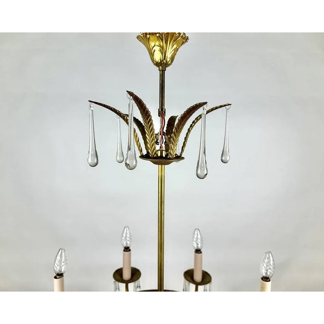 Vintage French Cascading Crystal and Brass Chandelier, 1960s For Sale - Image 10 of 11