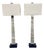 Revelation Modern Travertine Spire Buffet Lamps Pair For Sale
