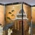Vintage gold gilded Asian screen/ room divider. Three dimensional Asian woman sculptures. Back of screen is a beautiful...