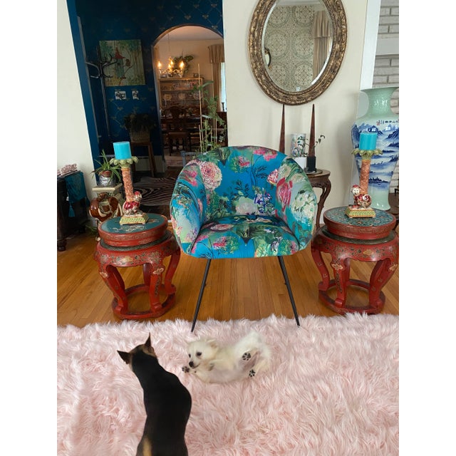 Cloisonné Stool or Plant Stands - Hand Painted, a Pair For Sale - Image 12 of 13