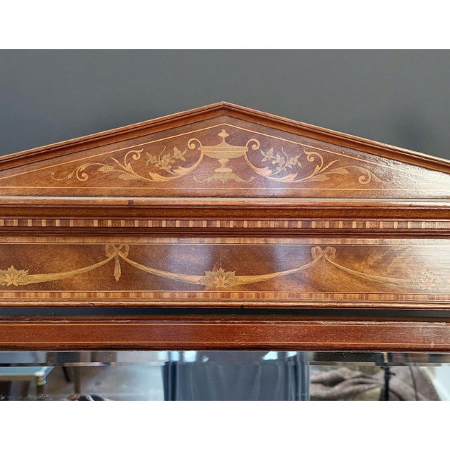 Cheval or Standing Dressing Mirror With Inlaid Mahogany Frame From England For Sale - Image 4 of 18