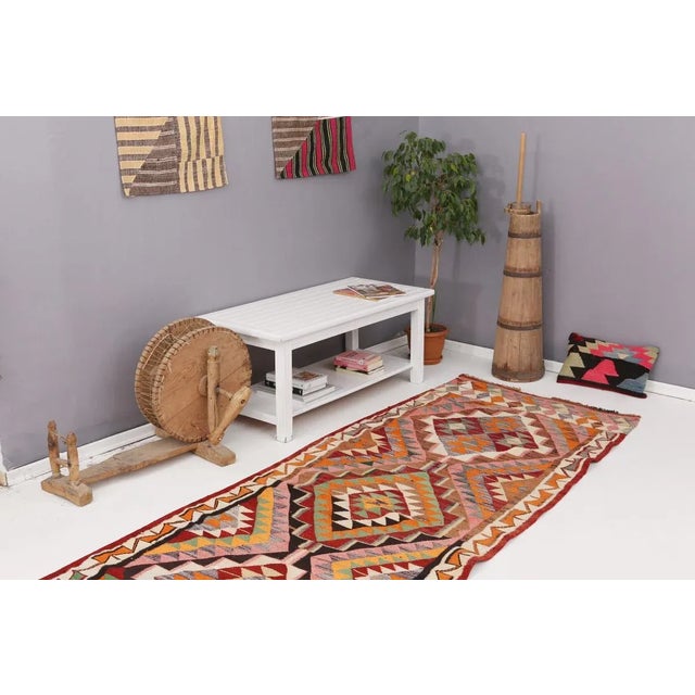 Mid 20th Century Colorful Vintage Kilim Runner For Sale In Los Angeles - Image 6 of 7