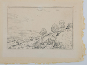 Pieter Brueghel, Paysage en bord de rivière, Etching