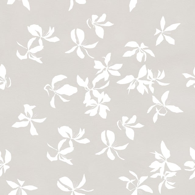 Contemporary Sample - Floating Petals Wallpaper by Susan Hable in Gray / White For Sale - Image 3 of 3