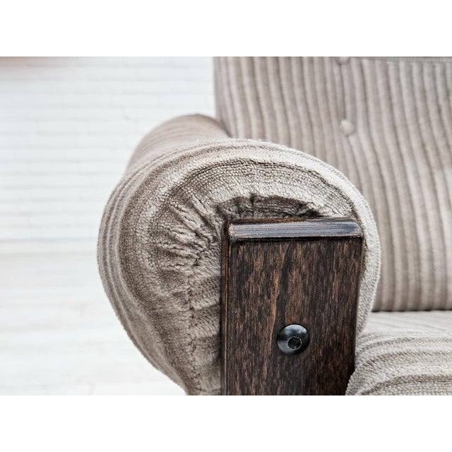 Wood Danish Lounge Chair in Corduroy, 1970s For Sale - Image 7 of 18