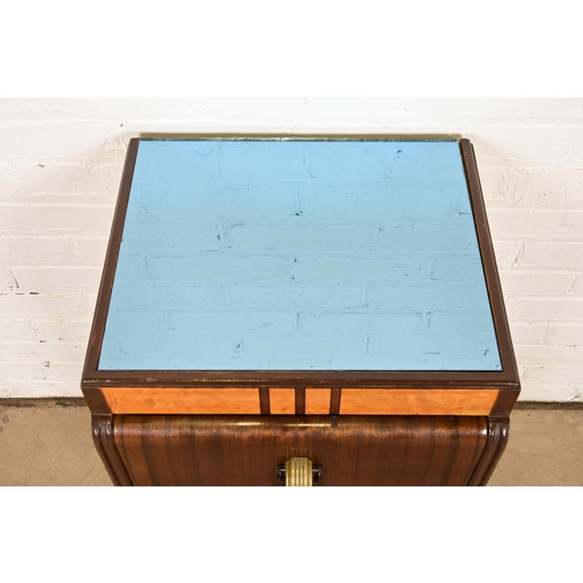 Wood Leo Jiranek for Grand Rapids Furniture Art Deco Walnut and Burl Wood Nightstand, 1930s For Sale - Image 7 of 14