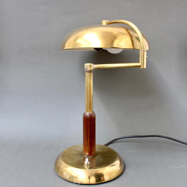 Mid-Century Italian Brass Table Lamp with Swivel Arm, 1950s For Sale - Image 3 of 14