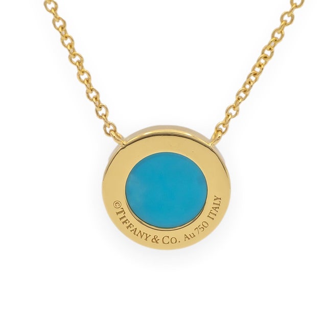 Tiffany & Co. T Collection 18k Yellow Gold Turquoise and Diamond Necklace For Sale In New York - Image 6 of 8