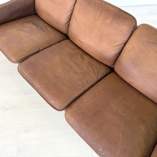 De Sede Ds61 Leather Three-Seat Sofa, 1960s For Sale - Image 11 of 18