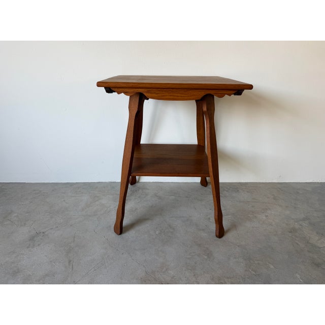 Mid-Century Modern 1996 Vintage Arts & Crafts Style Handmade Oak End Table – Signed g.b.d. For Sale - Image 3 of 12