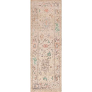 Nazmiyal Collection Modern Tribal Turkish Oushak Design Runner Rug For Sale