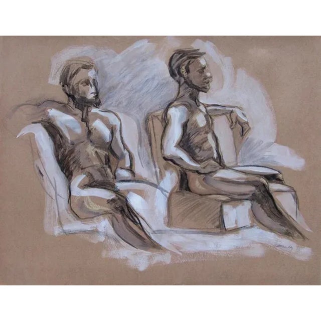 Contemporary Figure Drawing Seated Male Figure X Two For Sale In Seattle - Image 6 of 6