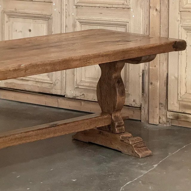 Rustic Antique Dining Table ~ Trestle Table in Solid Oak For Sale In Dallas - Image 6 of 12