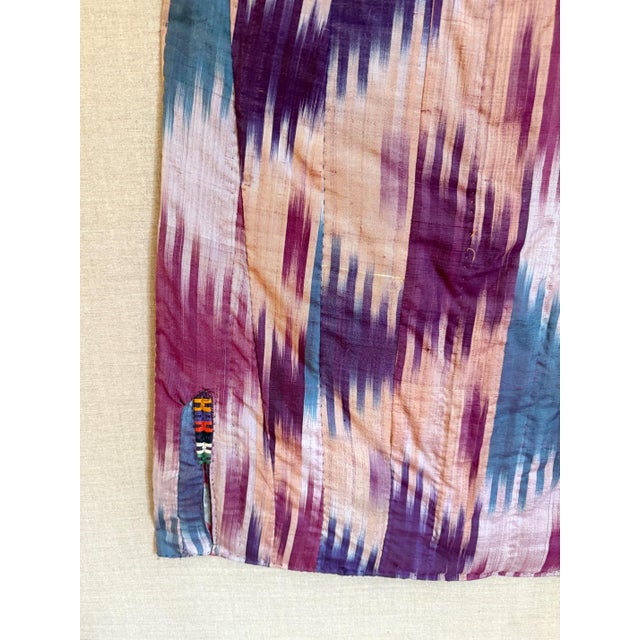Framed Antique Silk Ikat Chapan Robe Central Asia with Provenance For Sale - Image 4 of 18