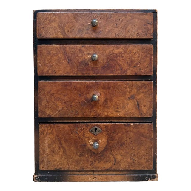 Vintage Burl Wood Filing Cabinet, Japan, 1950s For Sale