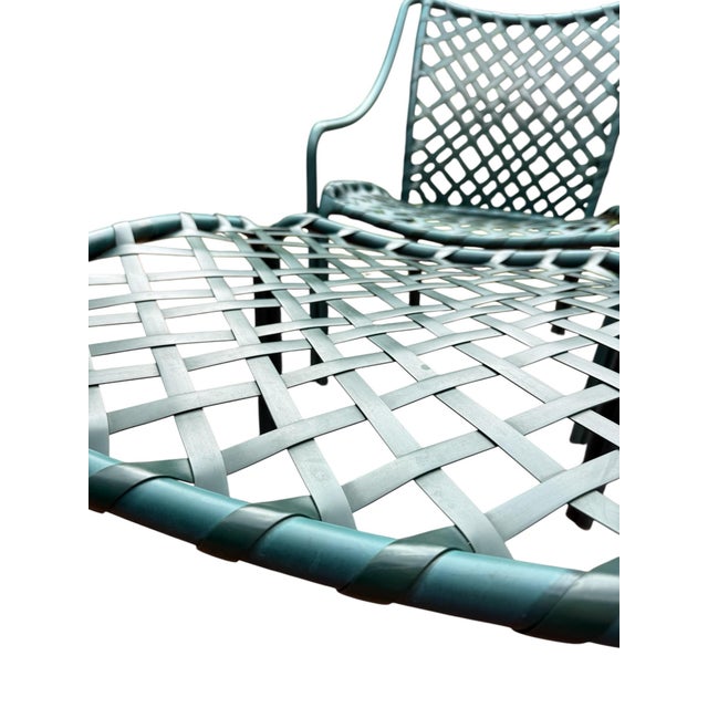 Complete green Brown Jordan “Tamiami” patio furniture side set of lounge chair + ottoman + side table. The light weight...