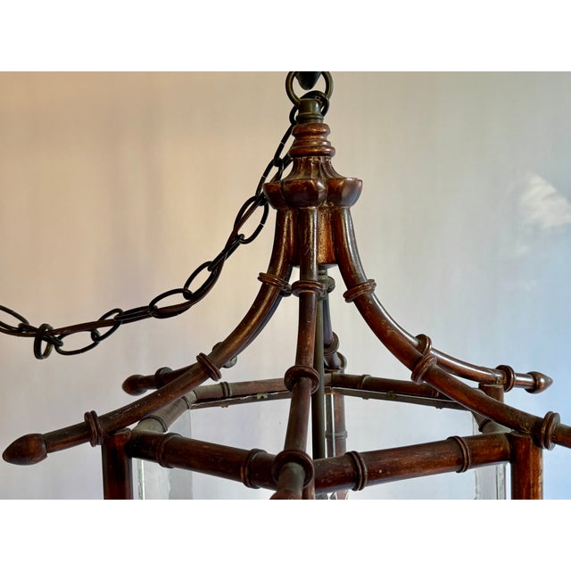 English Paul Ferrante Faux Bamboo/Chinoiserie Hanging Lantern For Sale - Image 3 of 10
