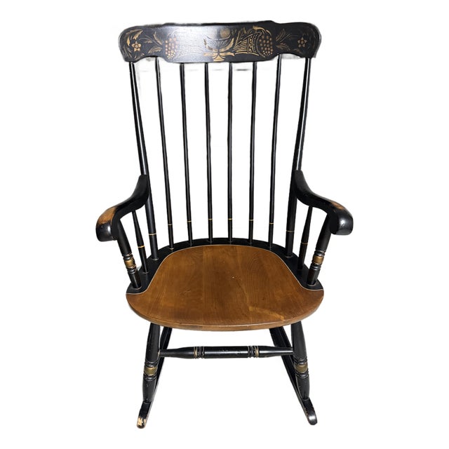 Authentic 19th Century L. Hitchcock Windsor Rocking Chair — Hitchcocksville, Conn. For Sale