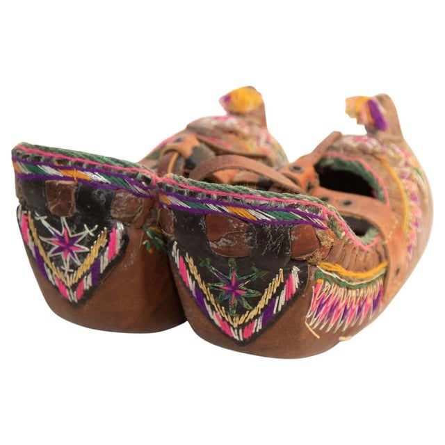 Antique Charogh Decorative Ethnic Shoes, Handcrafted Leather, Turkey, Circa 1900 For Sale - Image 9 of 14