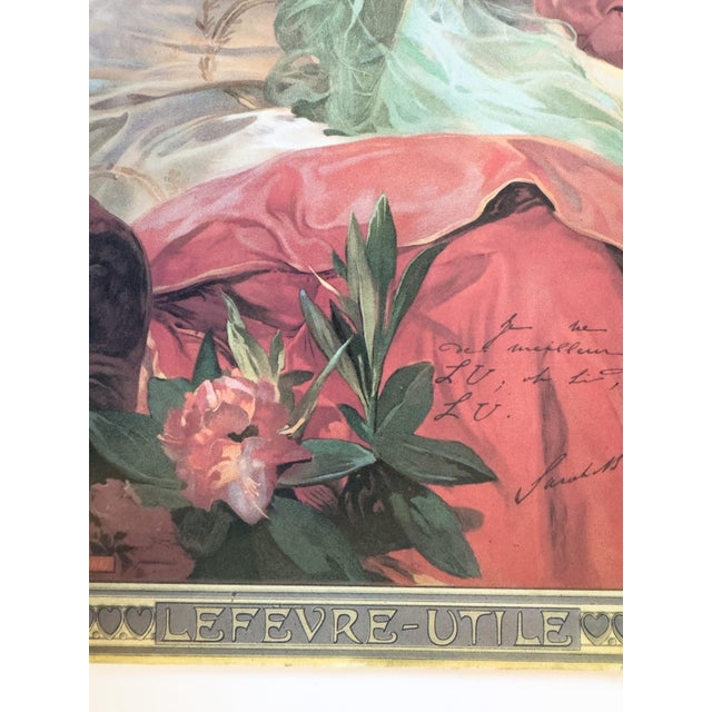 Red Vintage French Alphonse Mucha Lu Advertising Poster Reproduction – Sarah Bernhardt For Sale - Image 8 of 17