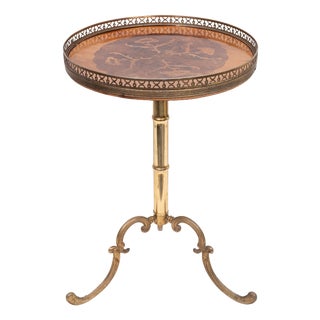 Mid-Century Modern Italian Wood Inlay Side Table, 1950s For Sale
