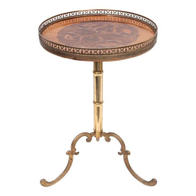 Mid-Century Modern Italian Wood Inlay Side Table, 1950s For Sale