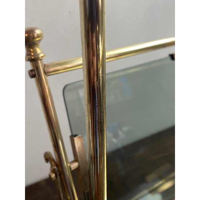 Neoclassical Magazine Rack in Brass and Bluish Glass, 1950s For Sale - Image 4 of 14