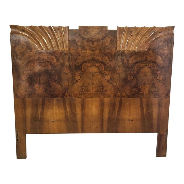 Art Deco Headboard & Footboard in Walnut and Walnut Root, 1940s, Set of 2 For Sale - Image 12 of 12