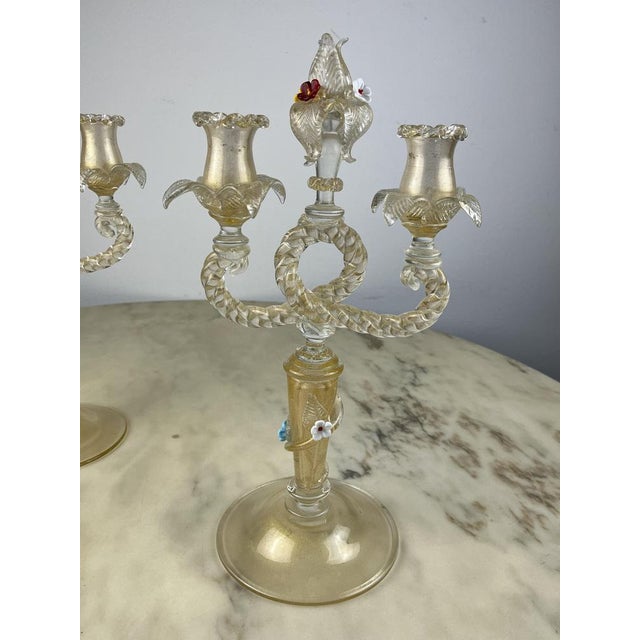Murano Glass Candelabras in the style of Barovier & Toso, Italy, 1960s, Set of 2 For Sale - Image 14 of 18
