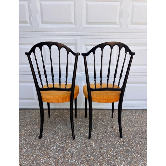 Vintage Mid Twentieth Century 1950’s Black Italian Chiavari Chairs, a Pair For Sale - Image 4 of 10