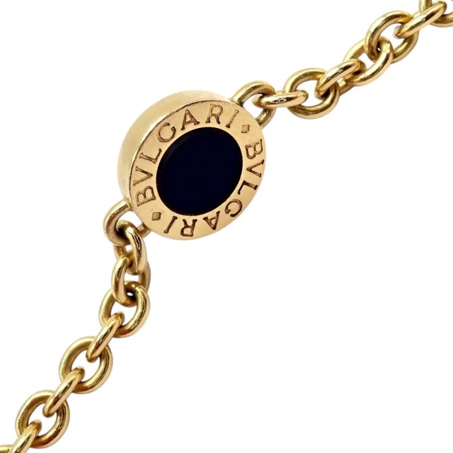 Metal Bulgari Signature Black Onyx Yellow Gold Link Necklace For Sale - Image 7 of 11