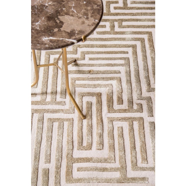 Anatolia Hand-Tufted Maze Rug, Wheat Tan, 8x10 For Sale - Image 4 of 4