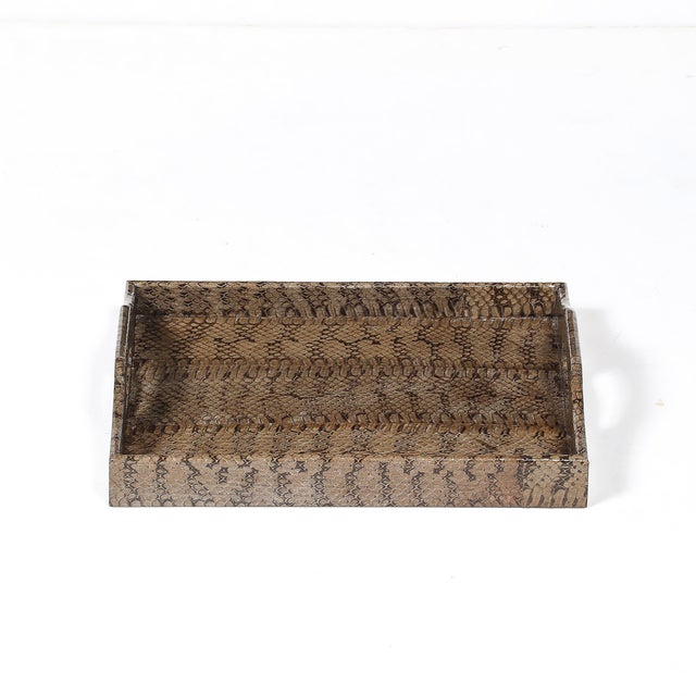 Mid-Century Modern Mid-Century Modernist Python Skin Tray by Karl Springer For Sale - Image 3 of 10