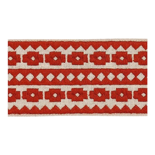 Sample - Schumacher Talitha Tape in Terracotta on Natural For Sale