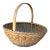Early 20th Century Splint Oak Egg Gathering Basket With Green Woven Detail For Sale