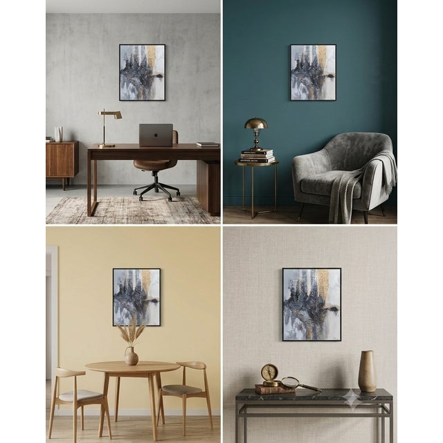 Abstract Olha Komisaryk Abstract Interior Painting in Black and White — Acrylic on Canvas For Sale - Image 3 of 5