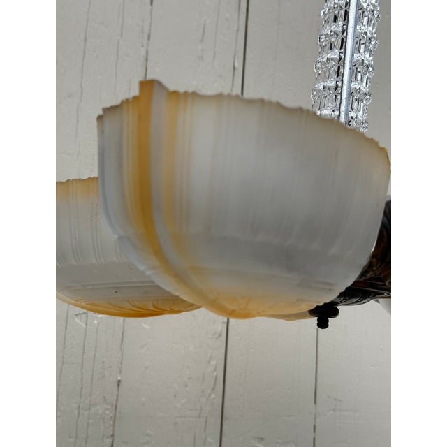 Markel Corporation Vintage Five Light Deco Markel Slipshade Fixture For Sale - Image 4 of 9