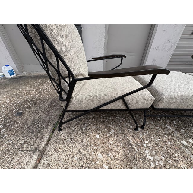 Metal Pair of Italian Maurizio Tepestini Wrought Iron Chairs and Ottoman For Sale - Image 7 of 14