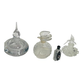 Set of 4, Vintage Crystal Glass Perfume Bottles For Sale
