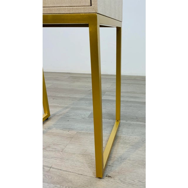 2020s Modern Beige Faux Lizard Side Table For Sale - Image 5 of 5