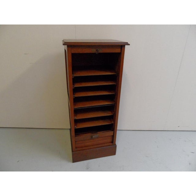 Wood Antique Filing Cabinet with Roller Shutter, 1890s For Sale - Image 7 of 10