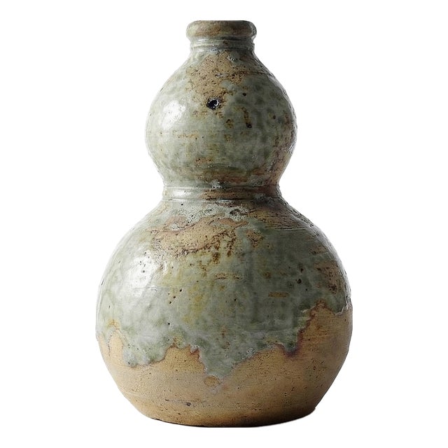 Small Japanese Double-Walled Ceramic Sake Flask from Iga, 1950s For Sale