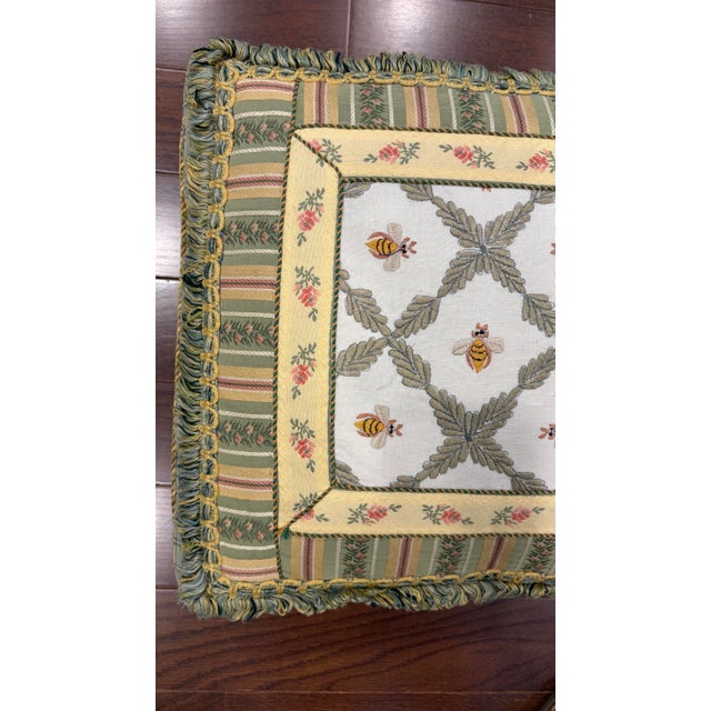 French Vintage French Aubusson Style Tapestry Pillow - Napoleonic Bee Motif For Sale - Image 3 of 5