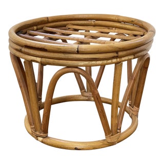 Mid Century Bamboo Ottoman Footrest Stool For Sale