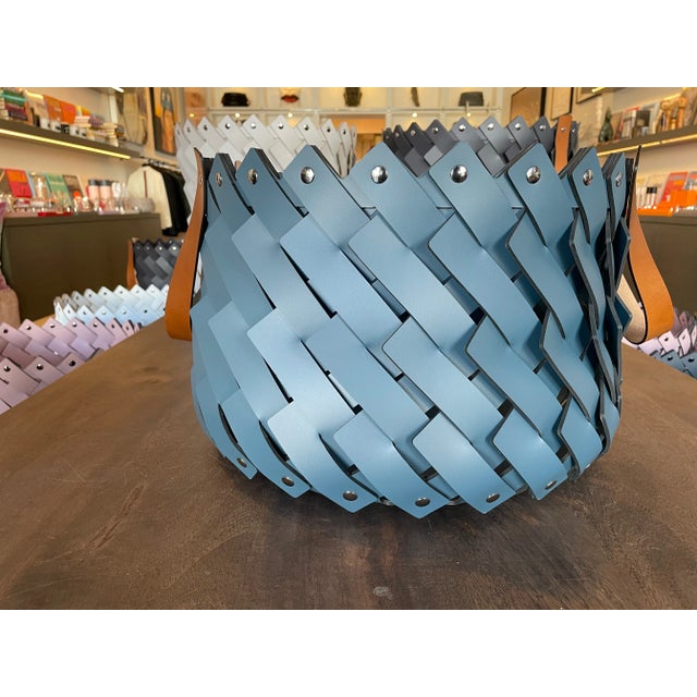 Luxury Leather Basket with Handles Hand made in Italy By Nicole Sassaman.